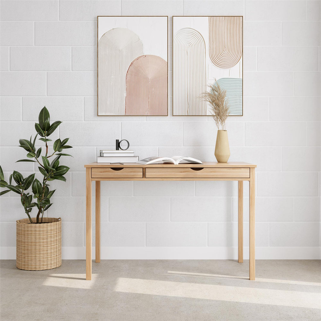Liv Writing Desk with Two Drawers - Oak