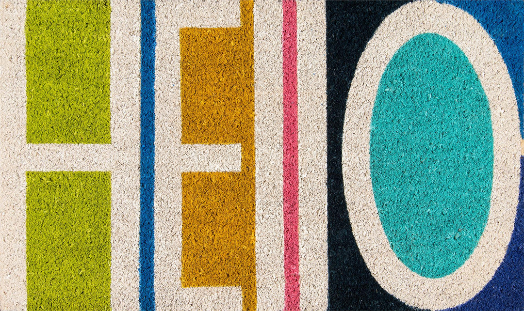 Aloha Hello Multi Color Graphic Door Mat - Ivory - 1'6"x2'6"