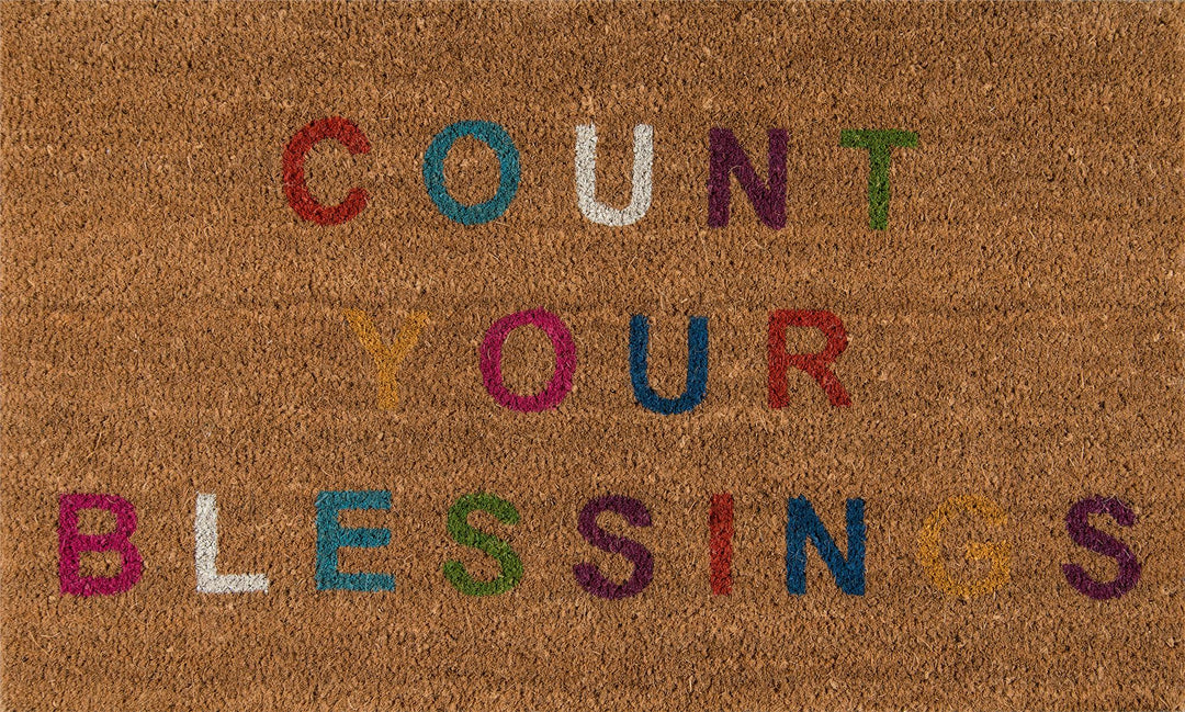 Aloha Count Your Blessings Text Graphic Door Mat - Multi-Colored Rustic - 1'6"x2'6"