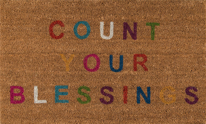 Aloha Count Your Blessings Text Graphic Door Mat - Multi-Colored Rustic - 1'6"x2'6"