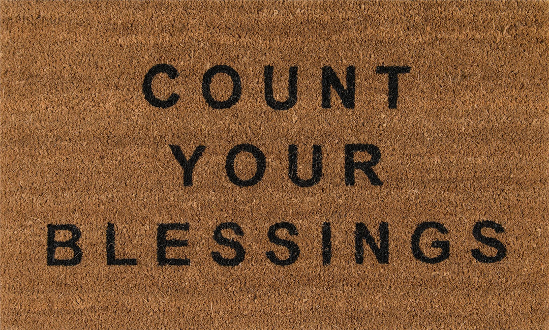 Aloha Count Your Blessings Text Graphic Door Mat - Natural - 1'6"x2'6"