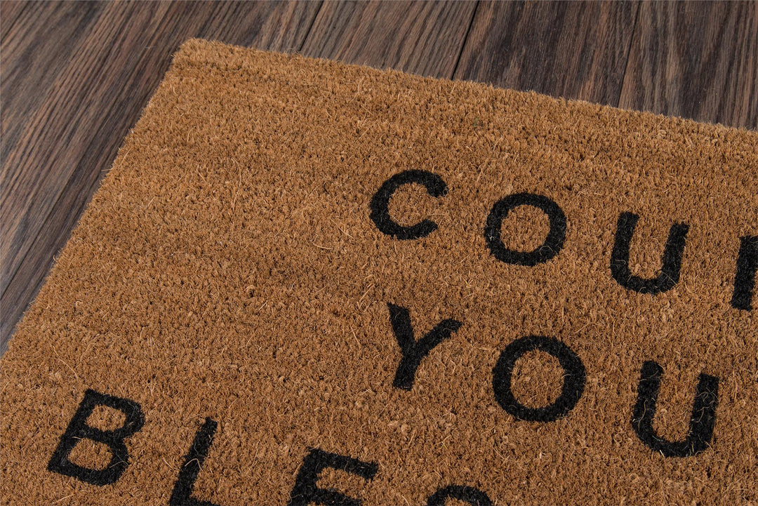 Aloha Count Your Blessings Text Graphic Door Mat - Natural - 1'6"x2'6"