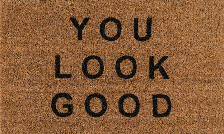 Aloha You Look Good Text Graphic Door Mat - Natural - 1'6"x2'6"