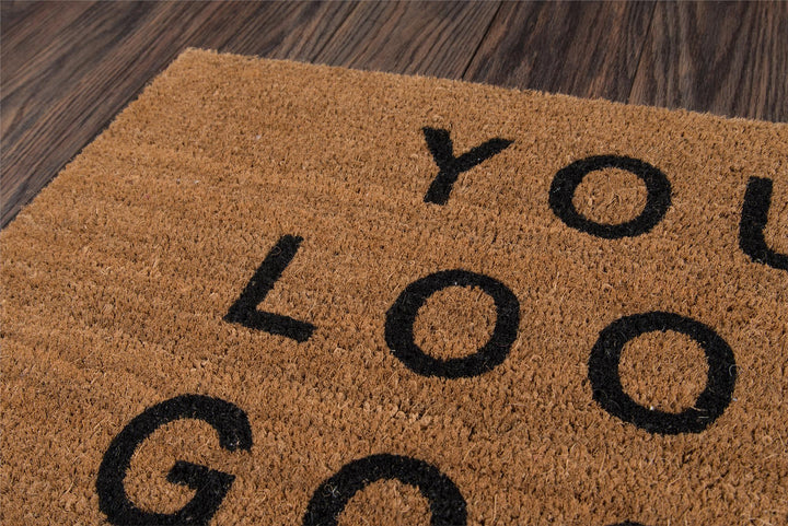 Aloha You Look Good Text Graphic Door Mat - Natural - 1'6"x2'6"