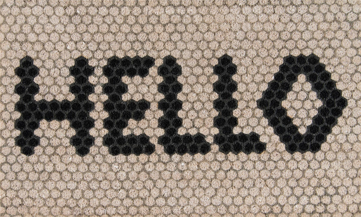 Aloha Hello Hex Tile Text Graphic Door Mat - Ivory - 1'6"x2'6"