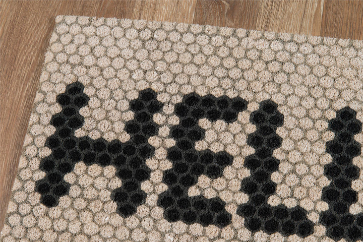 Aloha Hello Hex Tile Text Graphic Door Mat - Ivory - 1'6"x2'6"