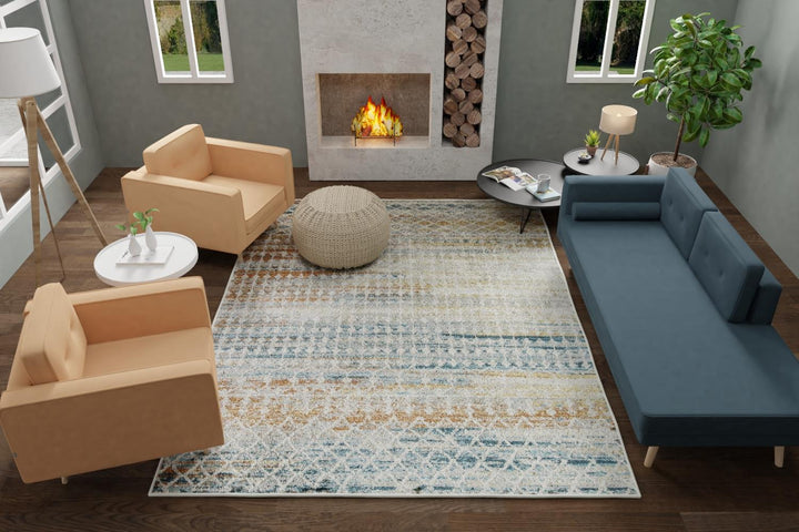 Tribal design meets abstract in ivory -  Ivory  -  5'0"x7'0"