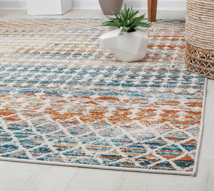 Tribal harvest design with abstract patterns -  Ivory  -  8'0"x10'0"