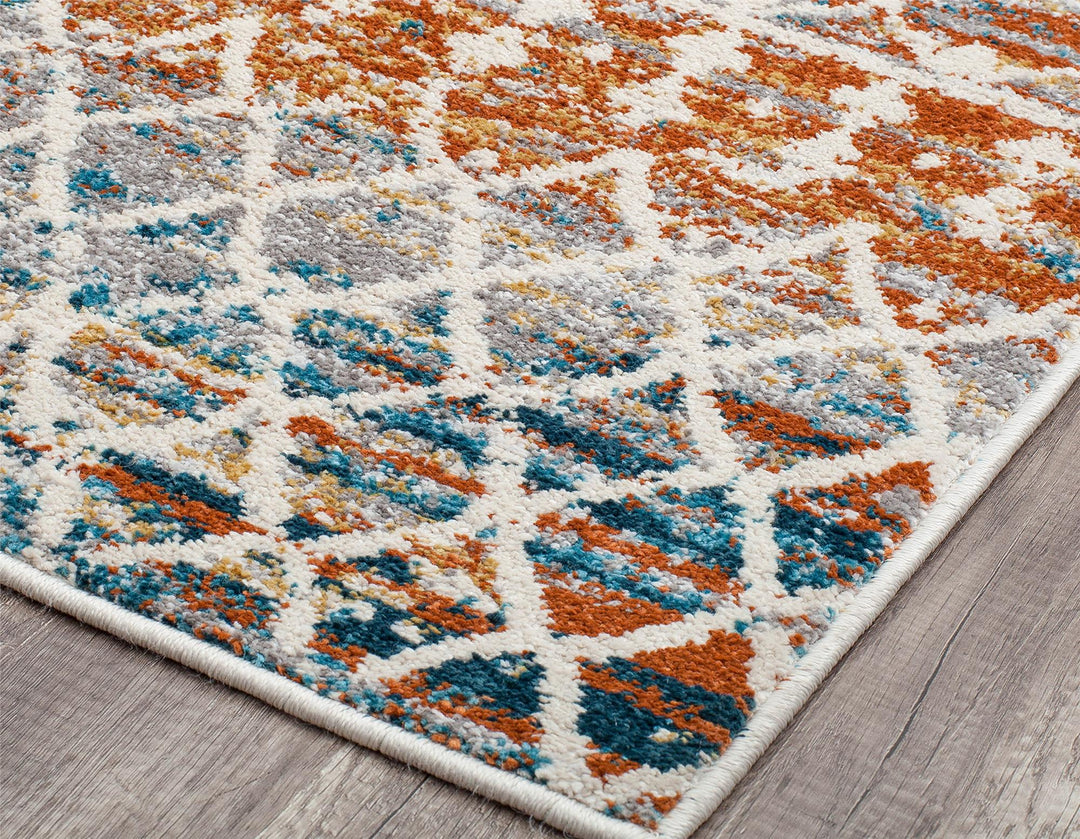 Ivory area rug with tribal motifs -  Ivory  -  8'0"x10'0"