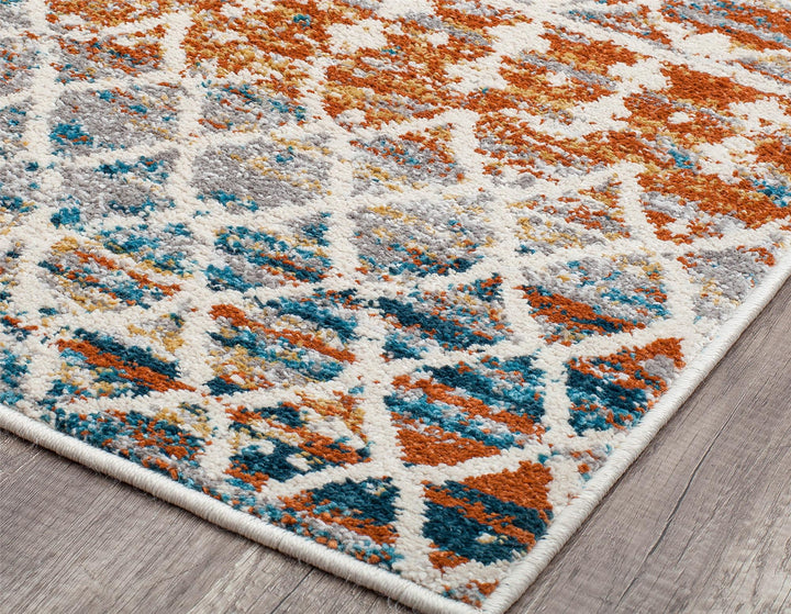 Ivory area rug with tribal motifs -  Ivory  -  8'0"x10'0"