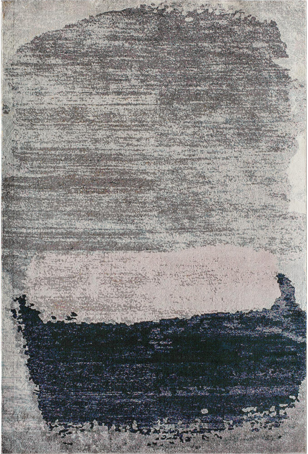 Melyna Silver Satin Contemporary Abstract  Area Rug  -  Silver  -  8'0"x10'0"