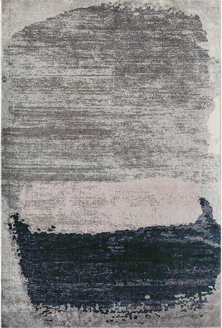 Melyna Silver Satin Contemporary Abstract  Area Rug  -  Silver  -  8'0"x10'0"