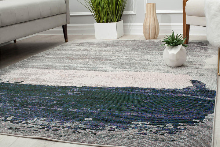 Abstract design with silver satin finish -  Silver  -  8'0"x10'0"