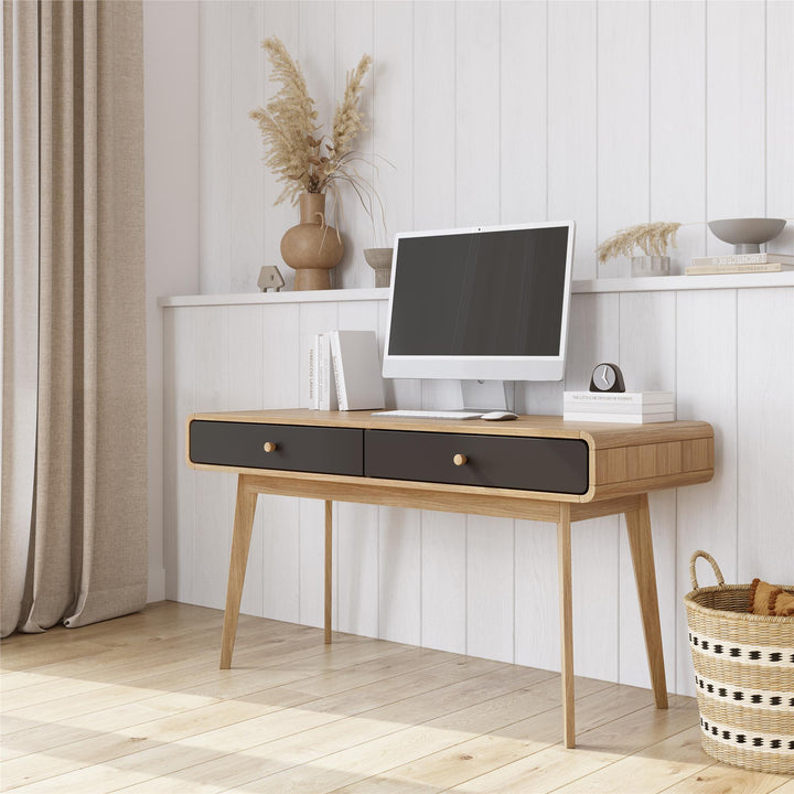 Leva Scandinavian Style Desk with 2 Drawers - Natural