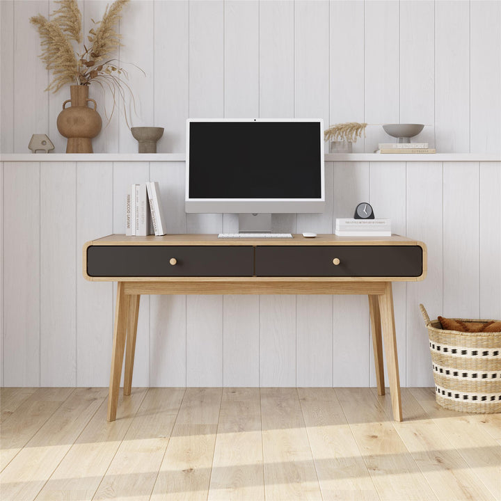 Leva Scandinavian Style Desk with 2 Drawers - Light Oak