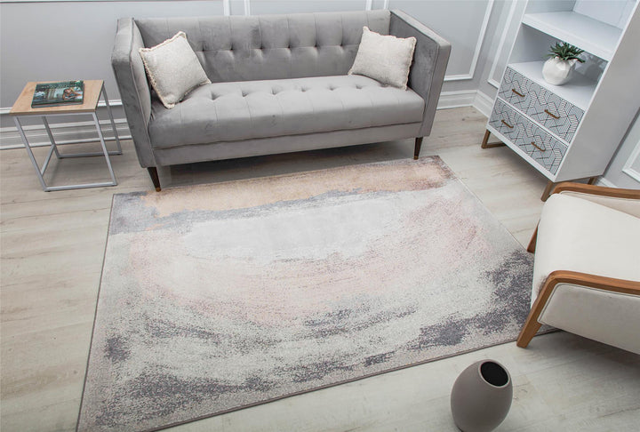 Abstract rug with brush stroke designs -  Gray  -  8'0"x10'0"