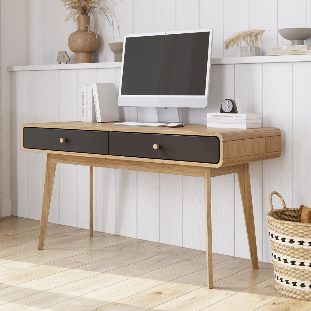 Leva Scandinavian Style Desk with 2 Drawers - Light Oak
