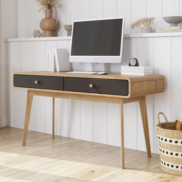 Leva Scandinavian Style Desk with 2 Drawers - Light Oak