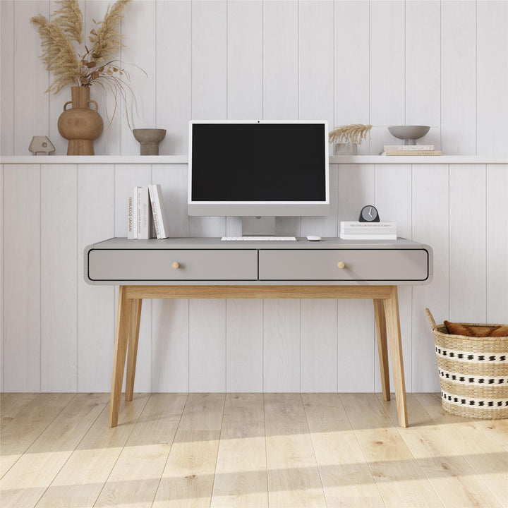 Leva Scandinavian Style Desk with 2 Drawers - Gray