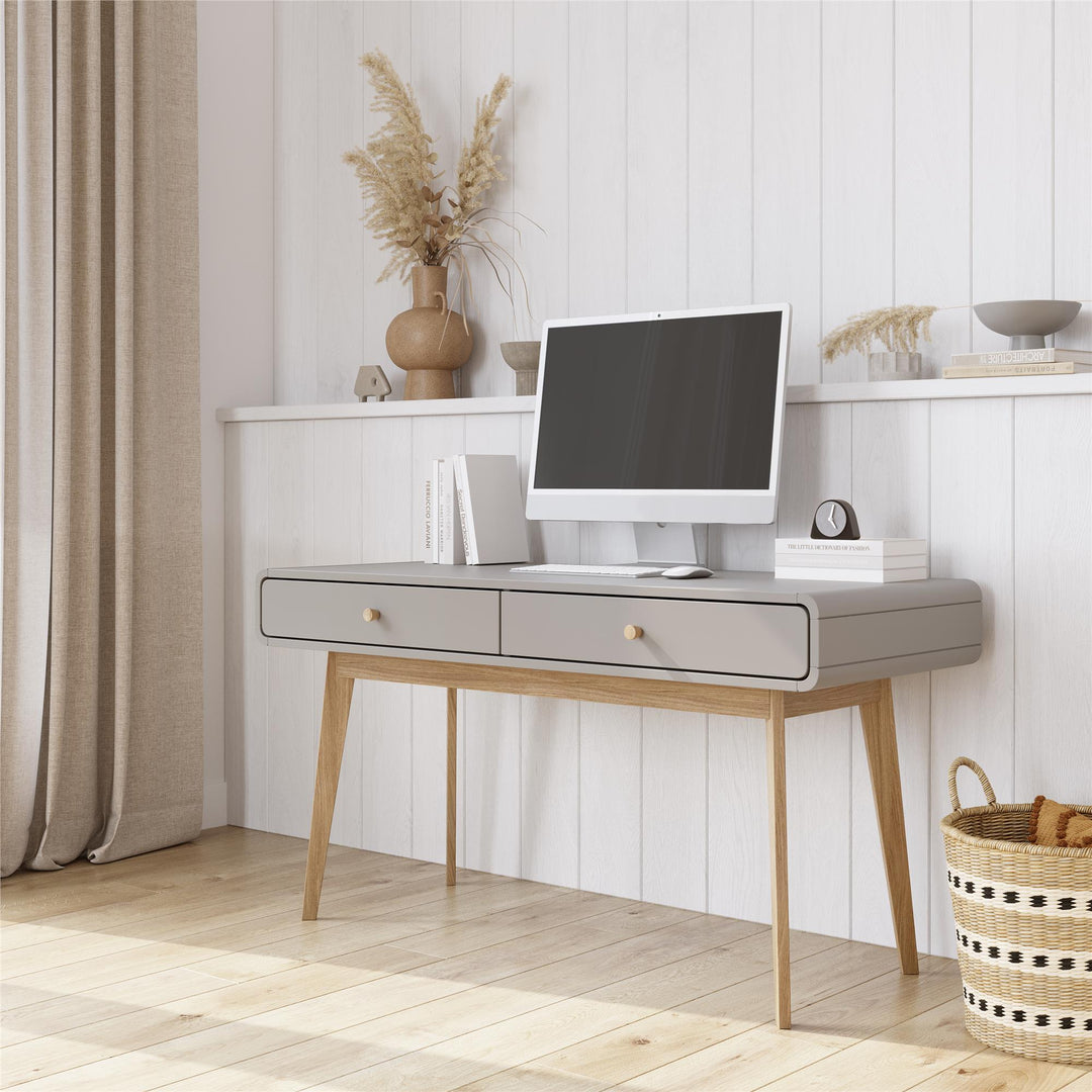 Leva Scandinavian Style Desk with 2 Drawers - Gray