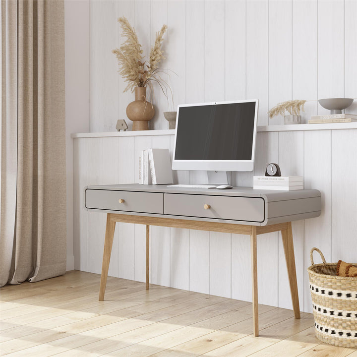 Leva Scandinavian Style Desk with 2 Drawers - Gray