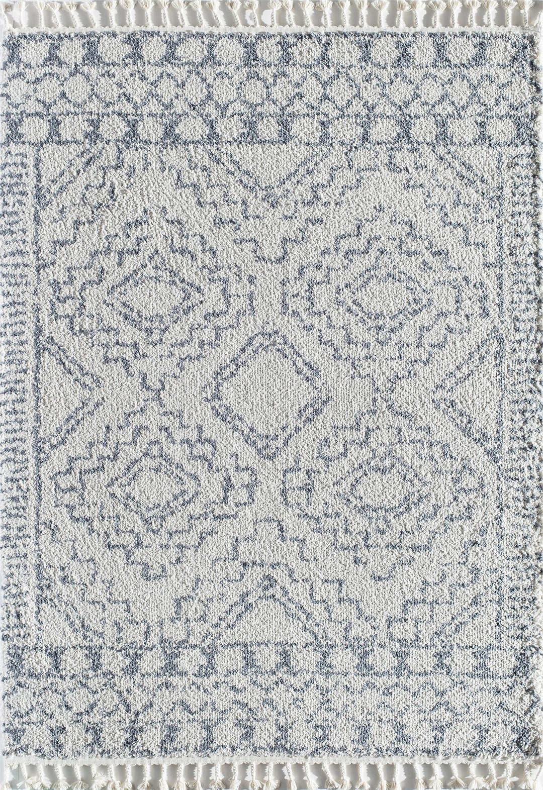 Tribal patterns in modern white shade -  White  -  8'0"x10'0"