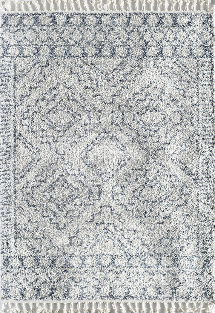 Tribal patterns in modern white shade -  White  -  8'0"x10'0"