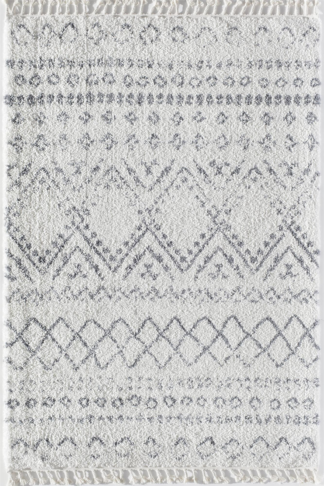 Moon Shadow Gray Tribal Moroccan White Area Rug  -  White  -  8'0"x10'0"