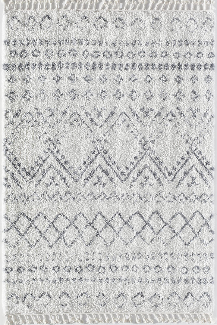 Moon Shadow Gray Tribal Moroccan White Area Rug  -  White  -  8'0"x10'0"