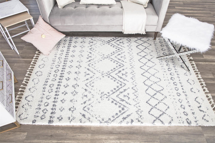 Moon Shadow Moroccan white rug -  White  -  8'0"x10'0"