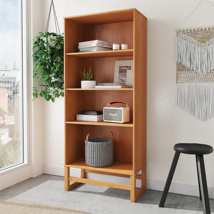 Talo 4 Shelf Bookcase with Open Storage - Natural