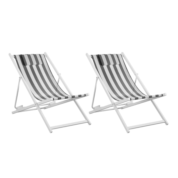 Poolside Gossip, Bebe Folding Beach Chair, Set of 2 - White/Black - 1-Pack