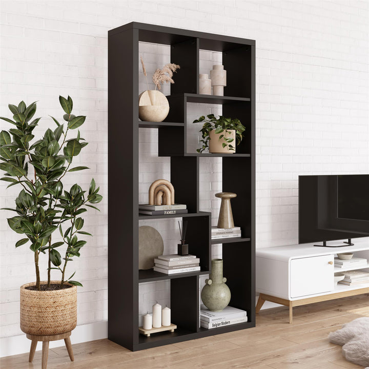 Leva Scandinavian Style Open Bookcase with Multiple Shelves - Black