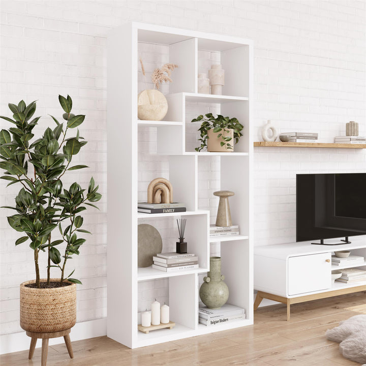 Leva Scandinavian Style Open Bookcase with Multiple Shelves - White