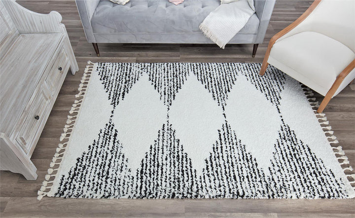 Moon Heath inspired white rug -  White  -  5'0"x7'0"