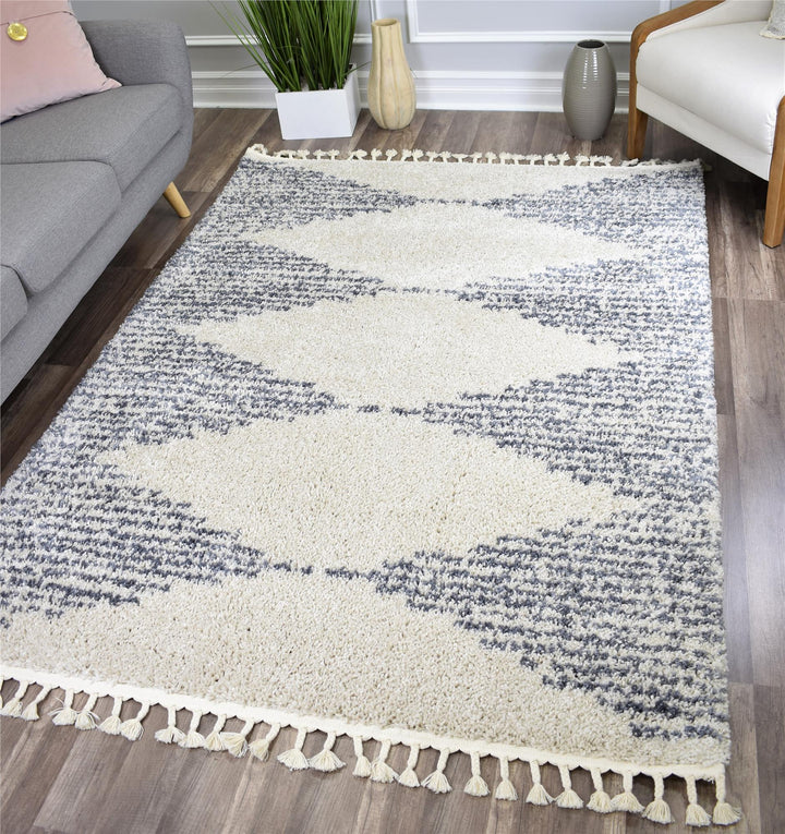 Contemporary gray tribal rug for homes -  White  -  8'0"x10'0"