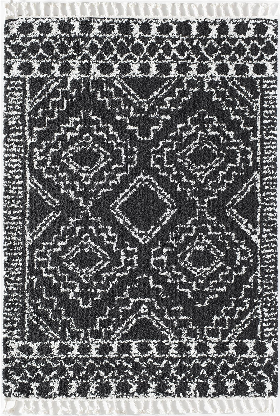 Moon Sable Tribal Moroccan Black Area Rug  -  Black  -  5'0"x7'0"