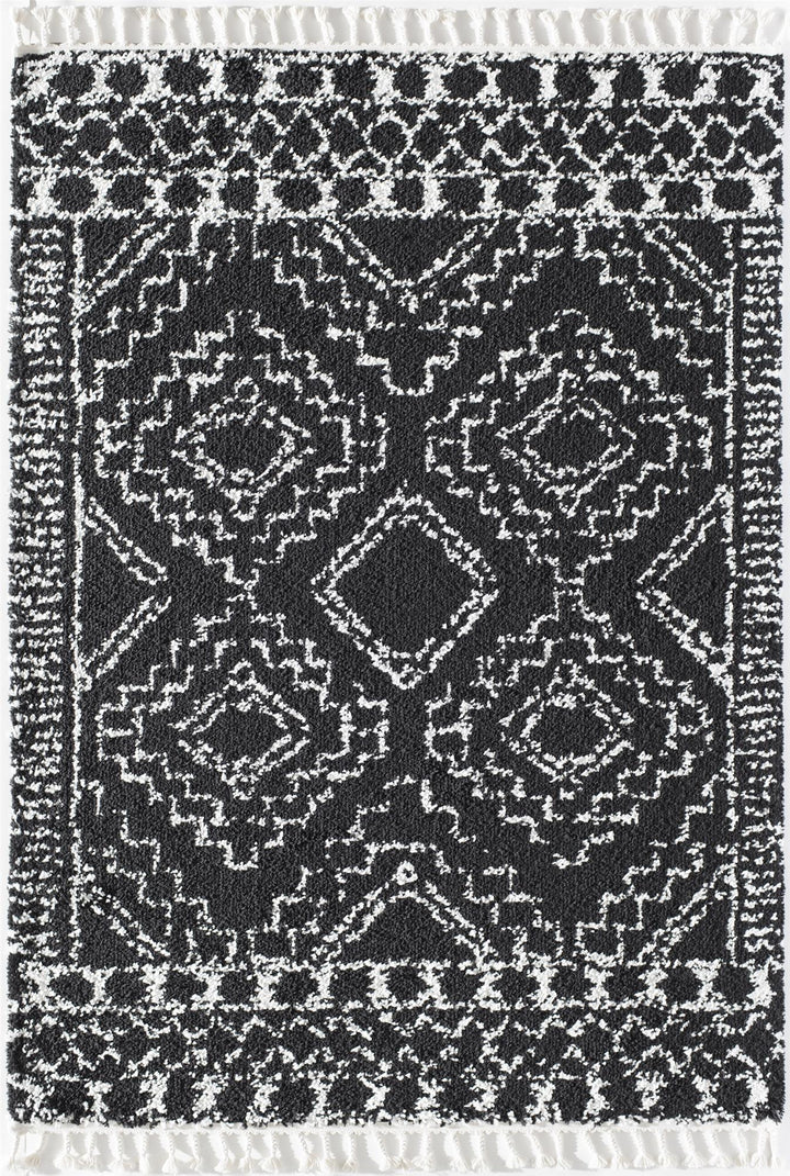 Moon Sable Tribal Moroccan Black Area Rug  -  Black  -  5'0"x7'0"