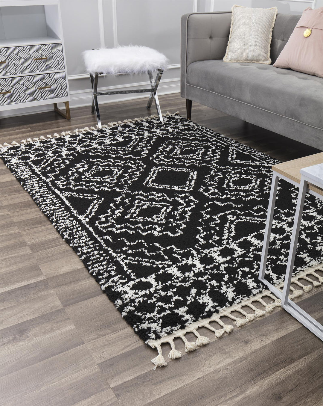 Moon Sable chic black area rug -  Black  -  5'0"x7'0"
