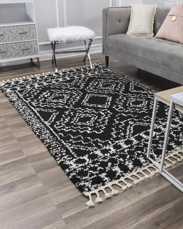 Moon Sable chic black area rug -  Black  -  5'0"x7'0"
