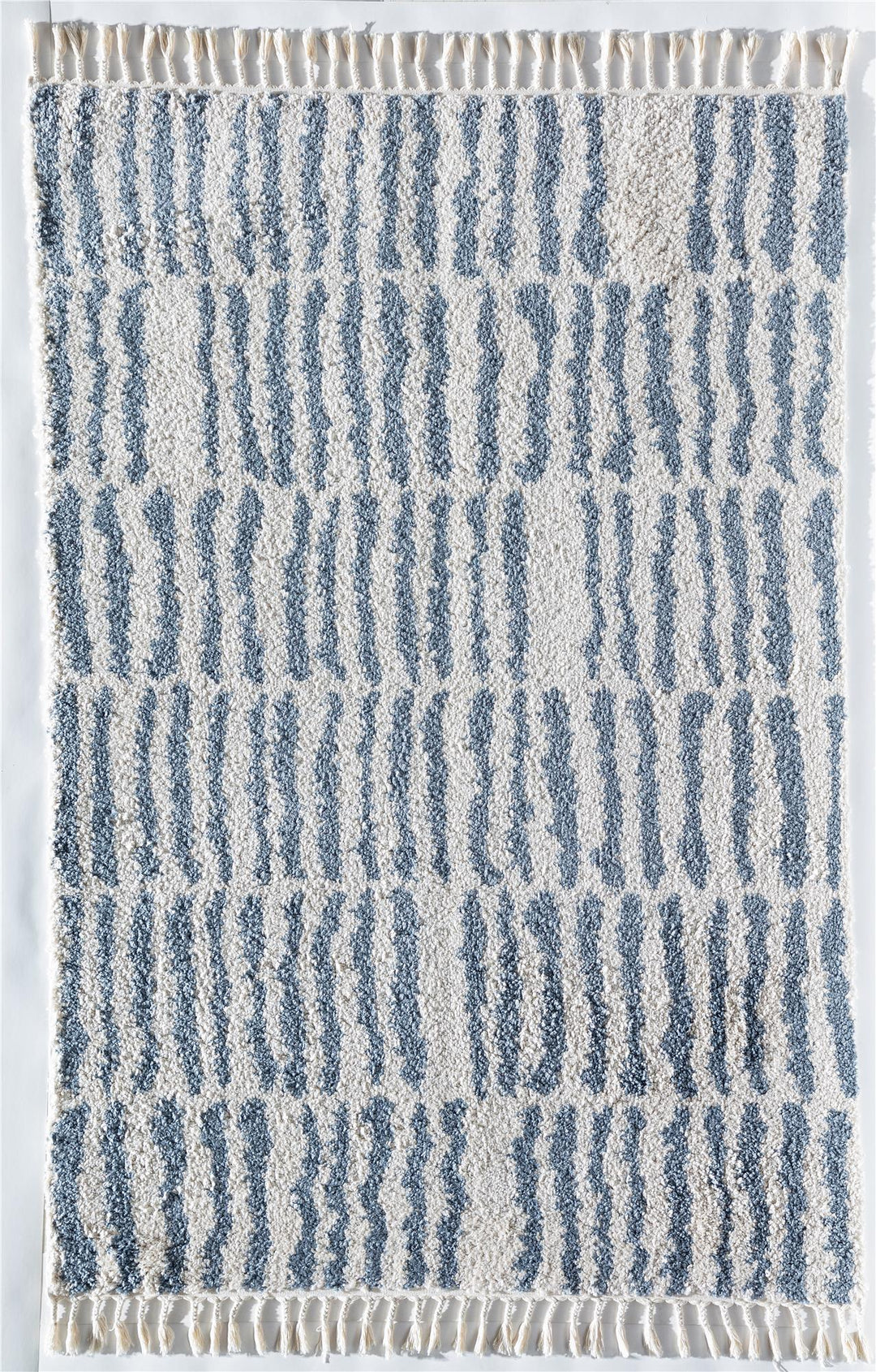 Winter's Eve Geometric/Stripe Modern White Area Rug  -  White  -  8'0"x10'0"