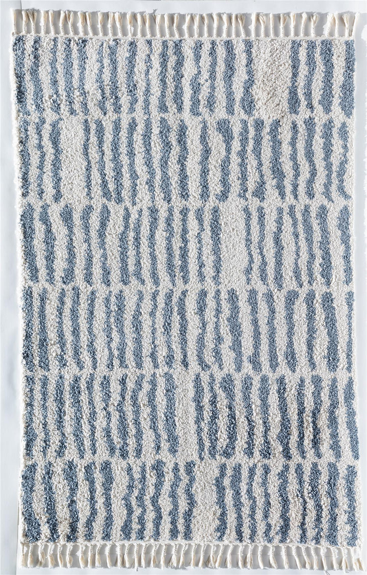 Winter's Eve Geometric/Stripe Modern White Area Rug  -  White  -  8'0"x10'0"