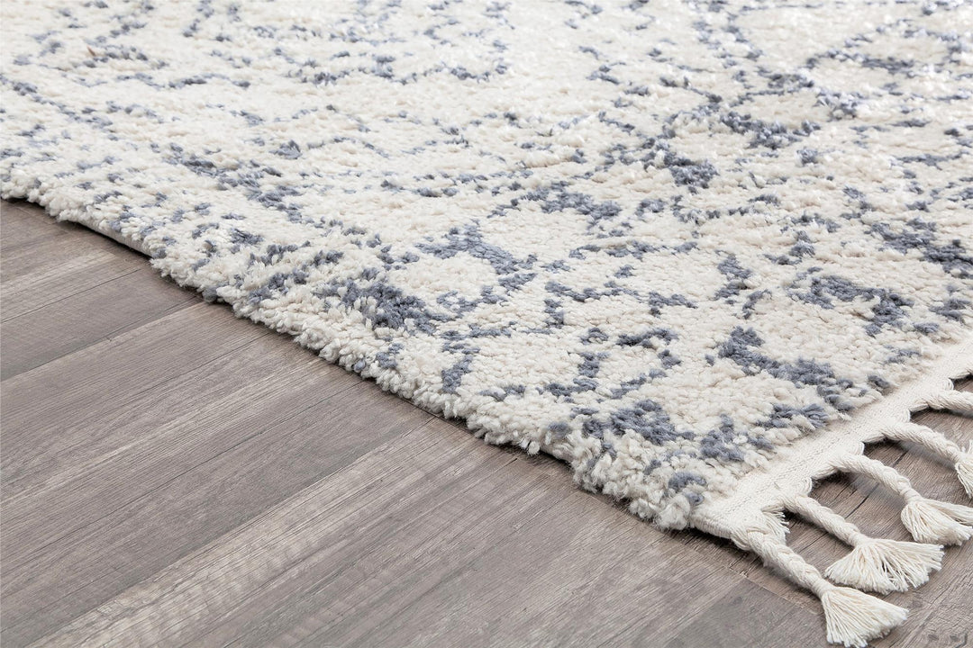 White area rug with Moon Linen design -  White  -  5'0"x7'0"