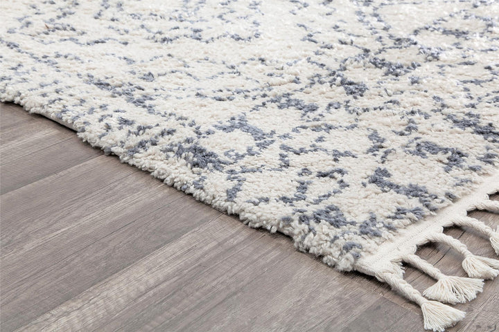 White area rug with Moon Linen design -  White  -  5'0"x7'0"
