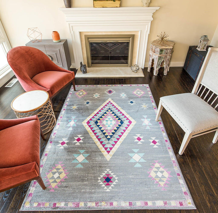 Dark gray Moroccan tribal rug -  Dark Gray  -  5'3"x7'0"