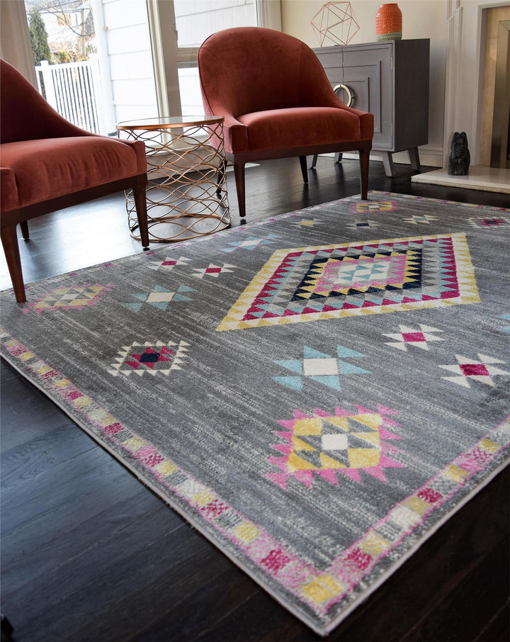 Soleil Sahara dark gray rug -  Dark Gray  -  5'3"x7'0"