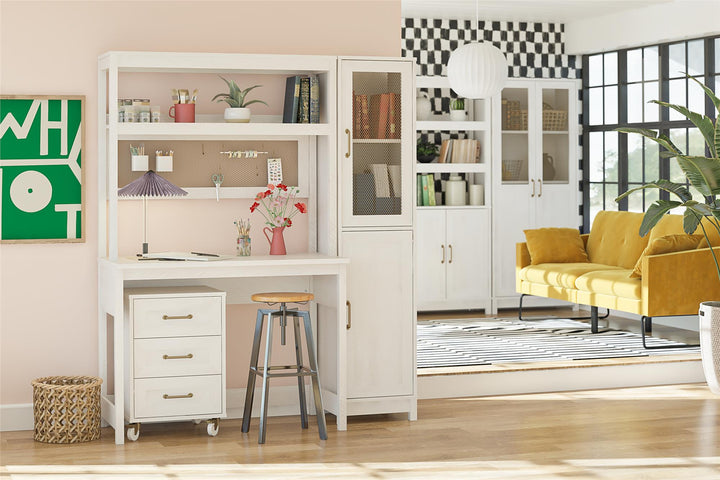 Tess 2 Door Storage Cabinet with Modular Storage Options - Ivory Oak