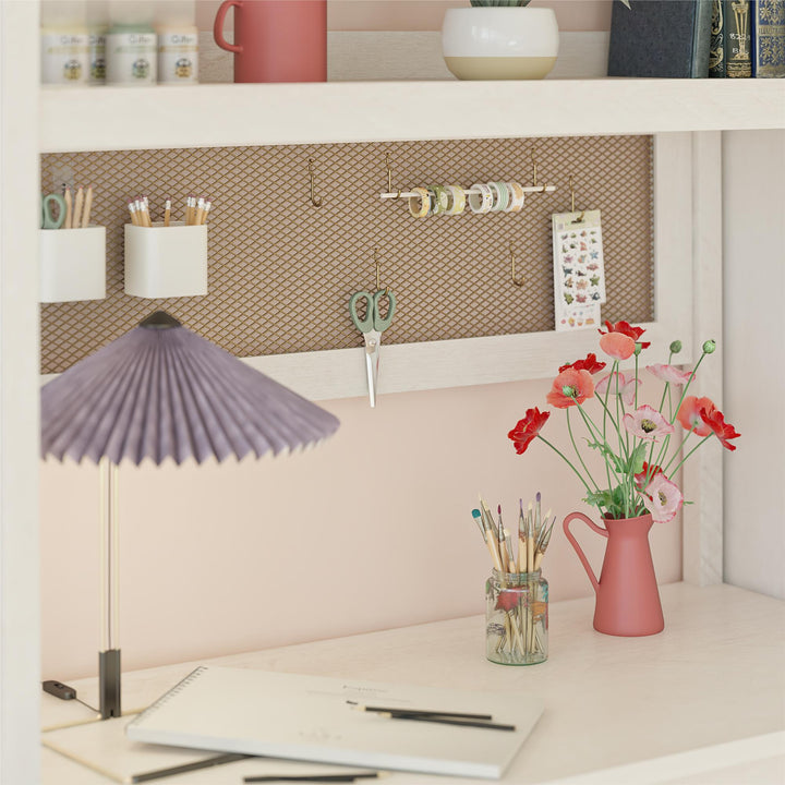 Tess Standing Desktop & Workstation with Modular Storage Options - Ivory Oak