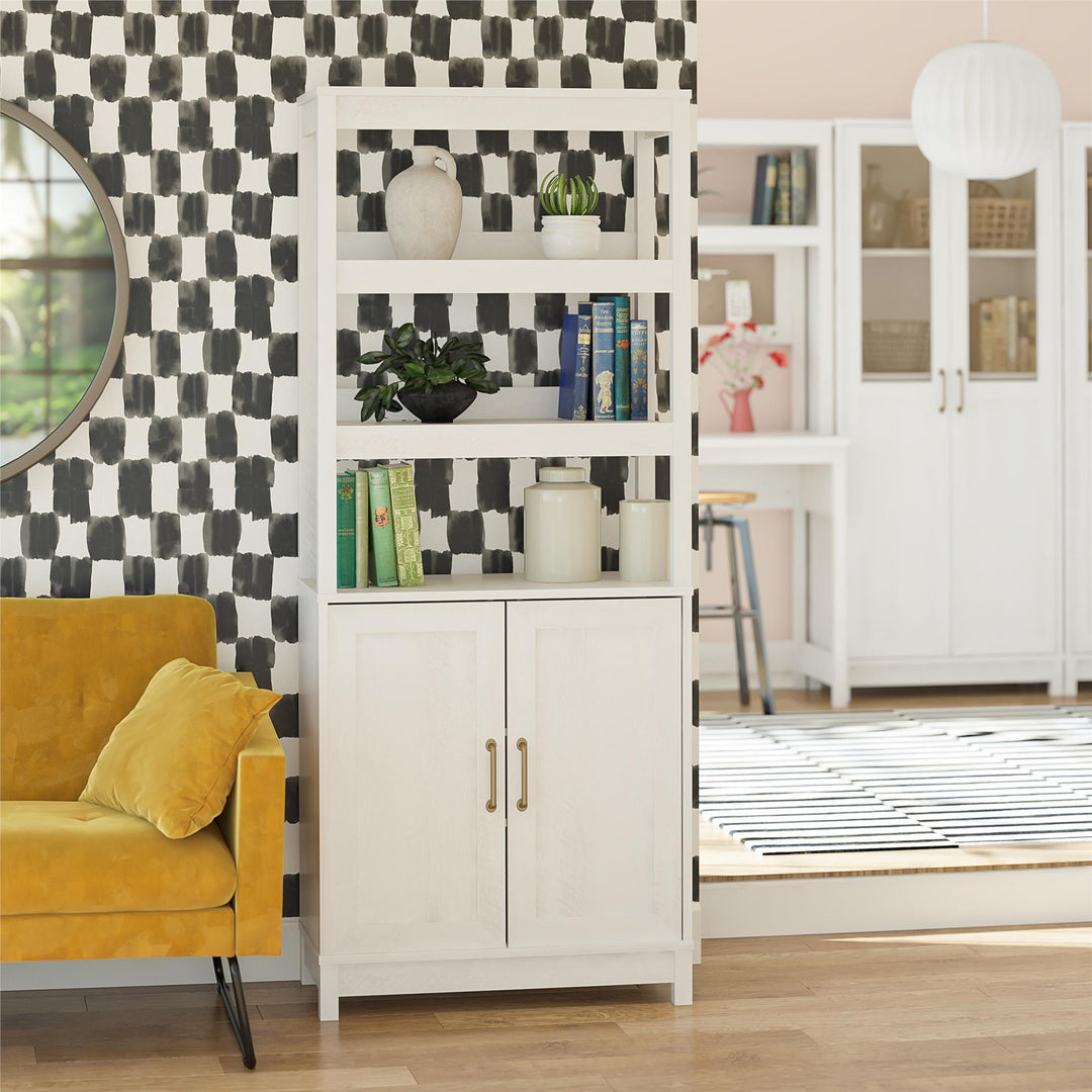 Tess 2 Door Bookcase with Modular Storage Options - Ivory Oak