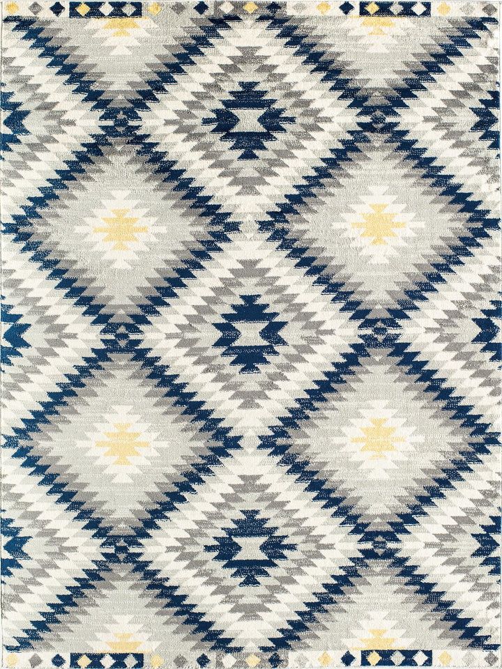 Soleil Kilim Navy Tribal Moroccan navy Area Rug  -  Navy  -  8'0"x10'0"